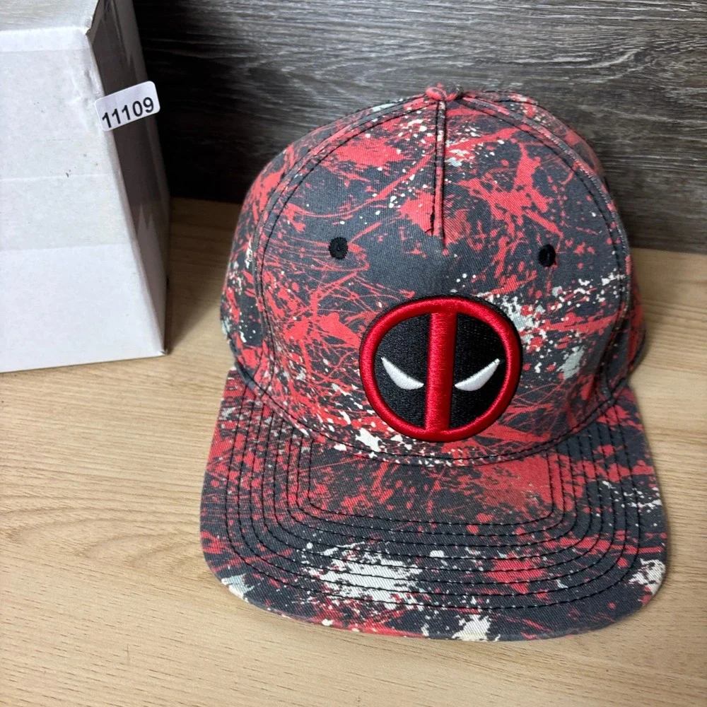 Deadpool Hat Cap Snap Back Black Red Marvel Adjustable Men